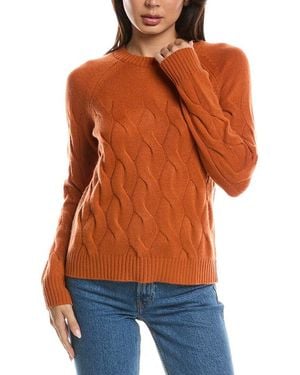 Forte Wandering Cable Crewneck 100% Cashmere Jumper - Orange