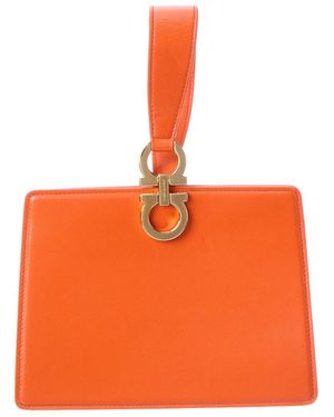 Ferragamo Gancini Mini Leather Clutch - Orange