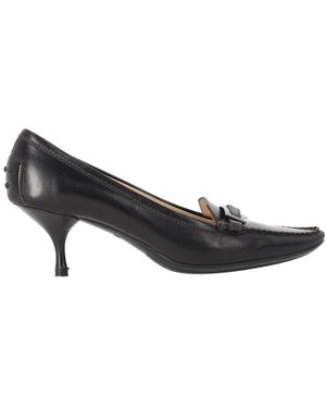 Tod's Leather Pointed Toe Penny Loafer Pump (Authentic Pre-Loved) - Black