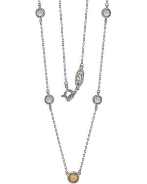 Suzy Levian Silver 0.02 Ct. Tw. Diamond & Sapphire Necklace - White