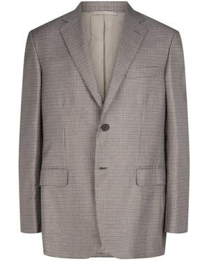 Brioni Houndstooth Wool & Silk Single-Breasted Blazer - Grey