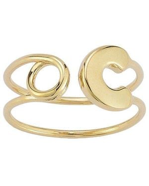 Italian Gold 14K Safety Pin Ring - White