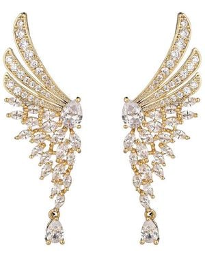 Eye Candy LA Cz Lou Angel Wing Dangle Earrings - Metallic