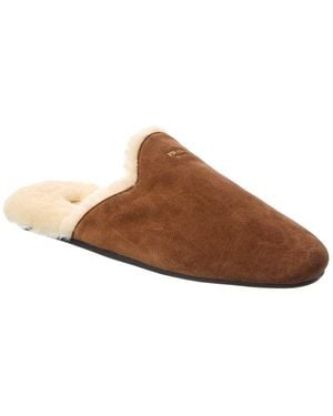 Prada Logo Suede Mule - Brown