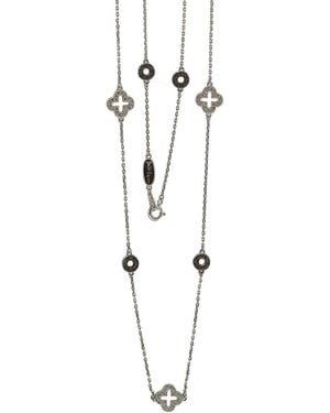 Suzy Levian Silver 2.28 Ct. Tw. Sapphire Clover Station 36in Necklace - White