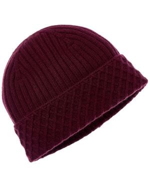 Bruno Magli Diamond Cuff Rib Cashmere Beanie - Red