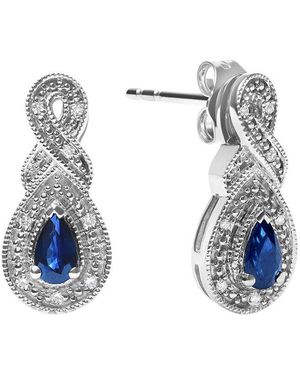 Haus of Brilliance Diamond & Sapphire Drop Earring - Blue