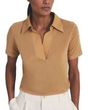 Reiss Wren Fitted Cashmere-Blend Polo Shirt - Brown