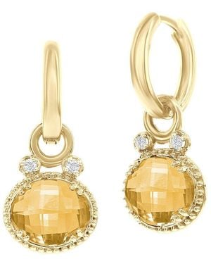Reiss 14k 5.00 Ct. Tw. Diamond & Citrine Earrings - Metallic