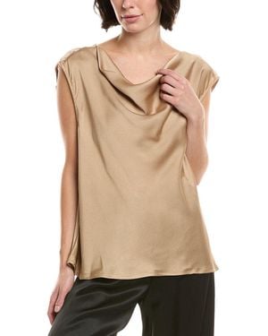 Vince Camuto Hammered Satin Cowl Neck Tank - Natural