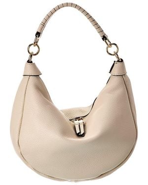 Italian Leather Top Handle Shoulder Bag - Natural