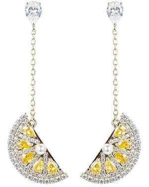 Eye Candy LA Lemon Fresh Cz Crystal Drop Earring - Metallic