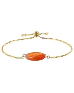 Liv Oliver 18K Plated 2.75 Ct. Tw. Carnelian Cylinder Adjustable Bracelet - White