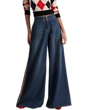 Alice + Olivia Nessi High-Rise Baggy Denim Pant - Blue