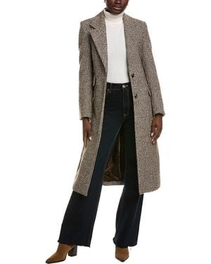 Reiss Kai Check Wool-Blend Coat - Black