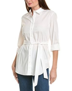 Jones New York Belted Roll Sleeve Tunic - White