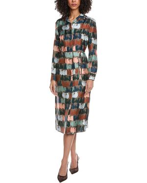 Lafayette 148 New York Printed Silk Shirtdress - Green