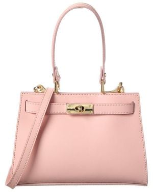 Italian Leather Top Handle Bag - Pink