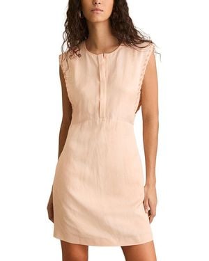 Reiss Fawn Craft Stitched Sleeve Linen-Blend Dress - Natural