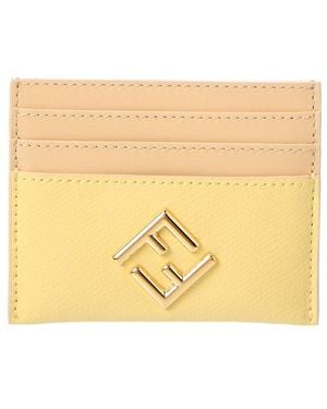 Fendi Ff Diamonds Leather Card Holder - Natural