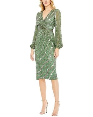 Mac Duggal Embellished Long Sleeve Midi Dress - Green