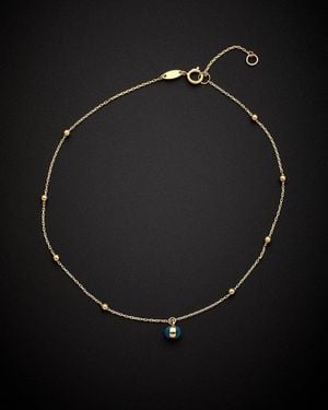 Italian Gold 14K Evil Eye Charm Anklet - Black