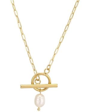 Adornia 18K Plated Stainless Steel 8.7Mmx7Mm Pearl Necklace - Metallic