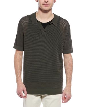 Onia Mesh Knit Polo Sweater - Black