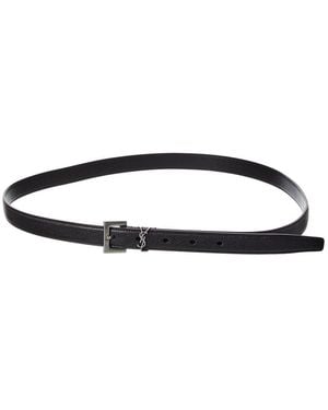 Gucci Saint Laurent Cassandre Thin Leather Belt - Black