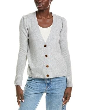 Quinn Puff Sleeve Cashmere Cardigan - White