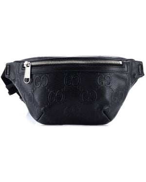 Gucci Gg Embossed Perforated Leather Belt Bag Small (Authentic Pre- Loved) - Blue
