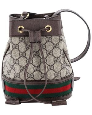 Gucci Gg Coated Canvas Ophidia Bucket Bag Mini (Authentic Pre-Loved) - Black