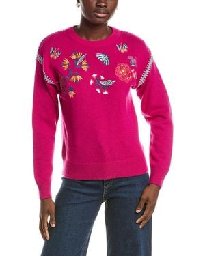 Johnny Was The Crewneck Whipstitch Wool & Cashmere-Blend Pullover - Red