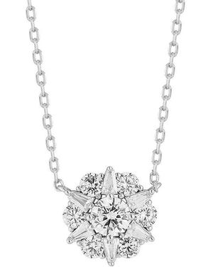 Glaze Jewelry Cz Cluster Flower Necklace - White