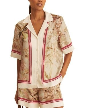Reiss Santana Floral Stripe Top - Natural