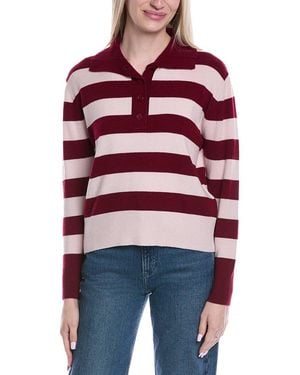 Brodie Cashmere Stripe Wool & Cashmere-Blend Henley Jumper - Red