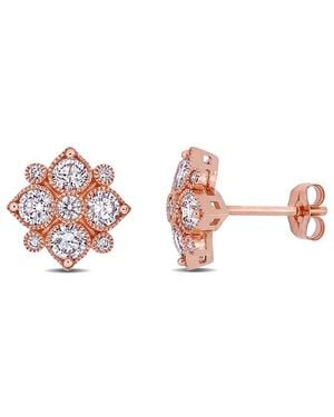 Rina Limor 14K Rose 1.00 Ct. Tw. Diamond Square Earrings - Pink