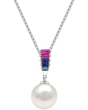 Pearls Pearl & 9Mm Pearl Pendant Necklace Pendant - White