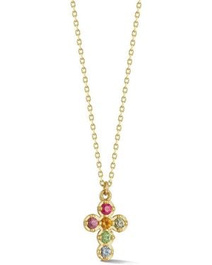 Ember Fine Jewelry 14k Gemstone Cross Necklace - Metallic