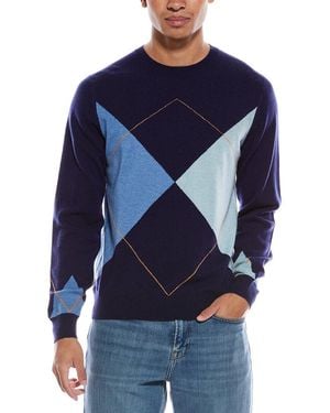 Brodie Cashmere Argyle Wool & Cashmere-Blend Crewneck Jumper - Blue