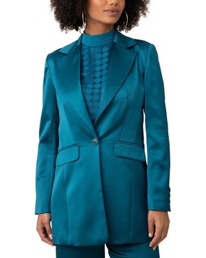 Trina Turk Notched Lapel Single-Button Blazer - Blue