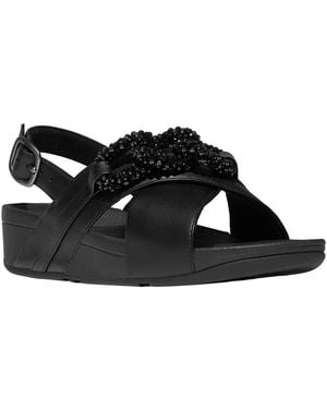 Fitflop Lulu Beaded Chain Leather Back Strap Sandal - Black