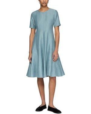 Lafayette 148 New York Plus Linen-Blend Fit & Flare Dress - Blue