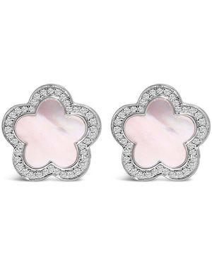 Haus of Brilliance Colourful Gemstones 14K 0.18 Ct. Tw. Diamond & Mother Of Pearl Stud Earrings - Pink