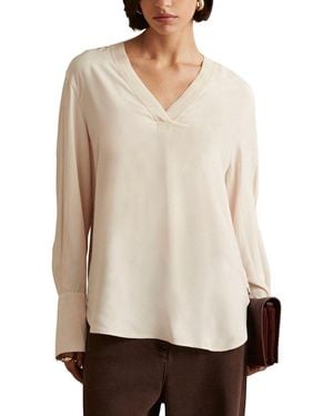 Reiss Tash V Neck Top - White
