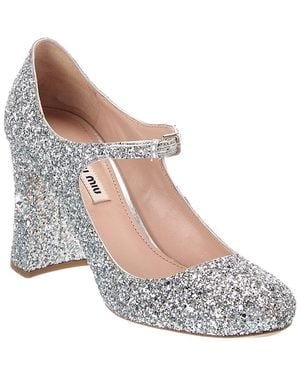 Miu Miu Glitter Mary Jane Pump - Metallic