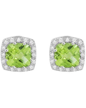 Diamond Select Cuts 14k Diamond .16 Ct. & 2.2 Ct. Peridot Earrings - Green