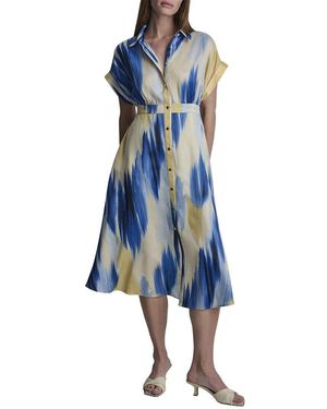 DKNY Printed Supple Satin Shirtdress - Blue