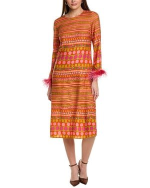 FLORA BEA NYC Looney Silk Midi Dress - Orange