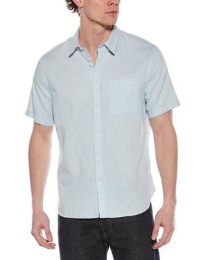 Vince Linen-Blend Button-Down Shirt - Blue